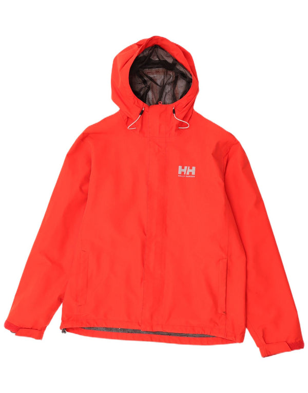 Helly Hansen Mens Hooded Rain Jacket UK 40 Large Red Polyester