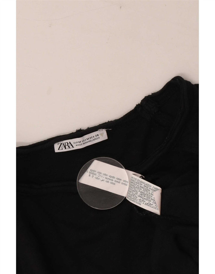 Zara Womens Oversized Top Long Sleeve UK 14 Medium Black Cotton
