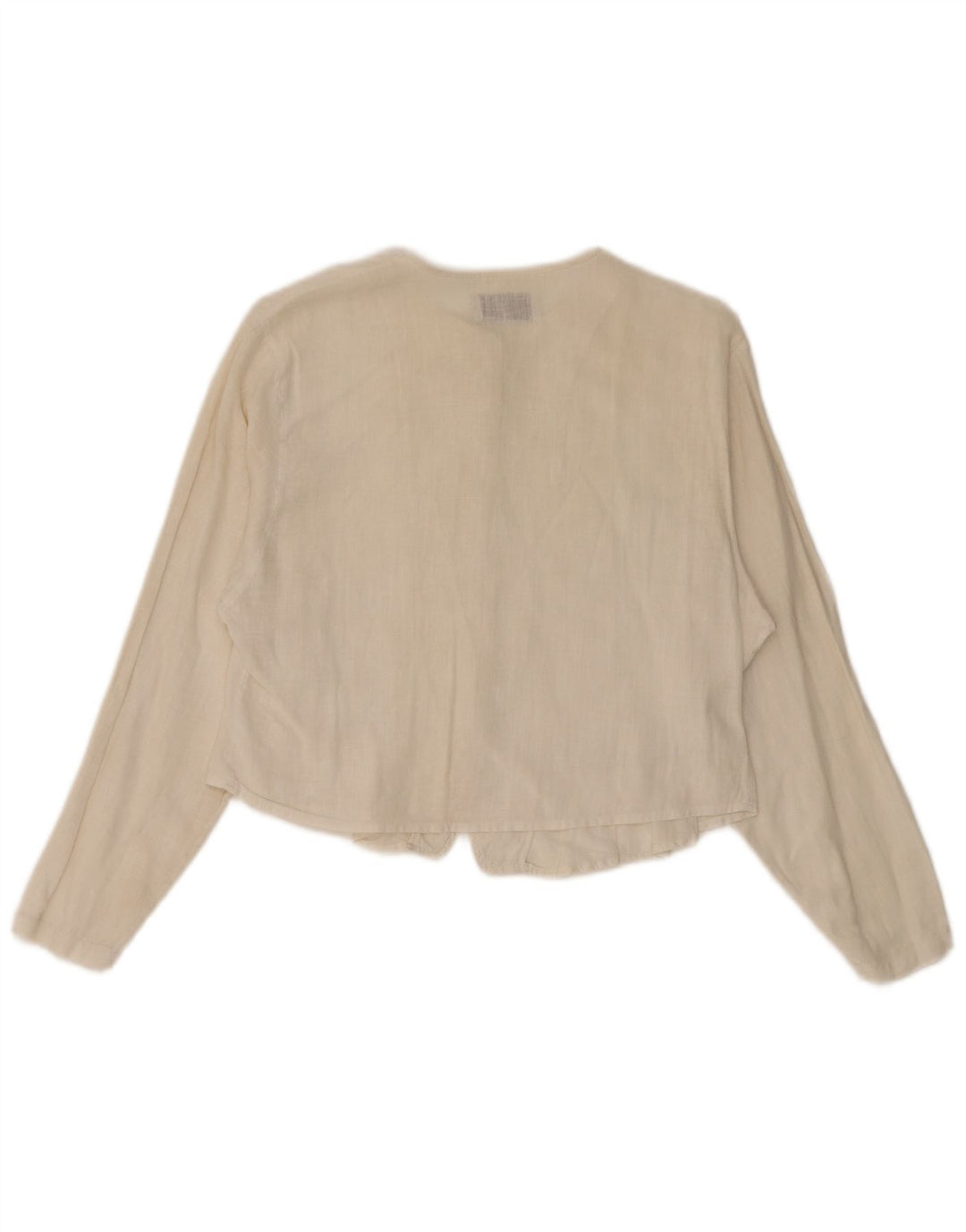 Benetton Womens Crop Shirt Blouse UK 14 Medium Off White