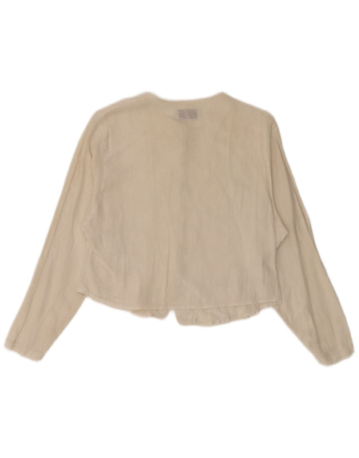 Benetton Womens Crop Shirt Blouse UK 14 Medium Off White