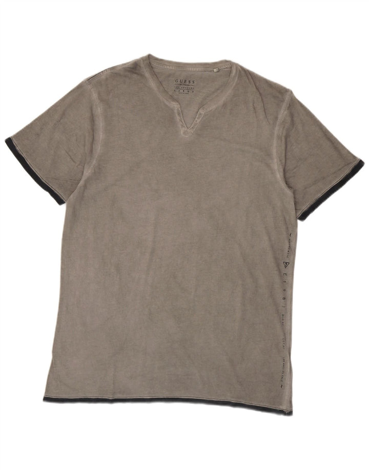 Guess Mens T-Shirt Top Large Grey Cotton