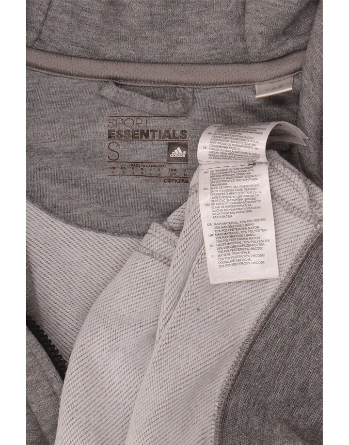 Adidas Mens Climalite Zip Hoodie Sweater Small Grey Flecked Polyester