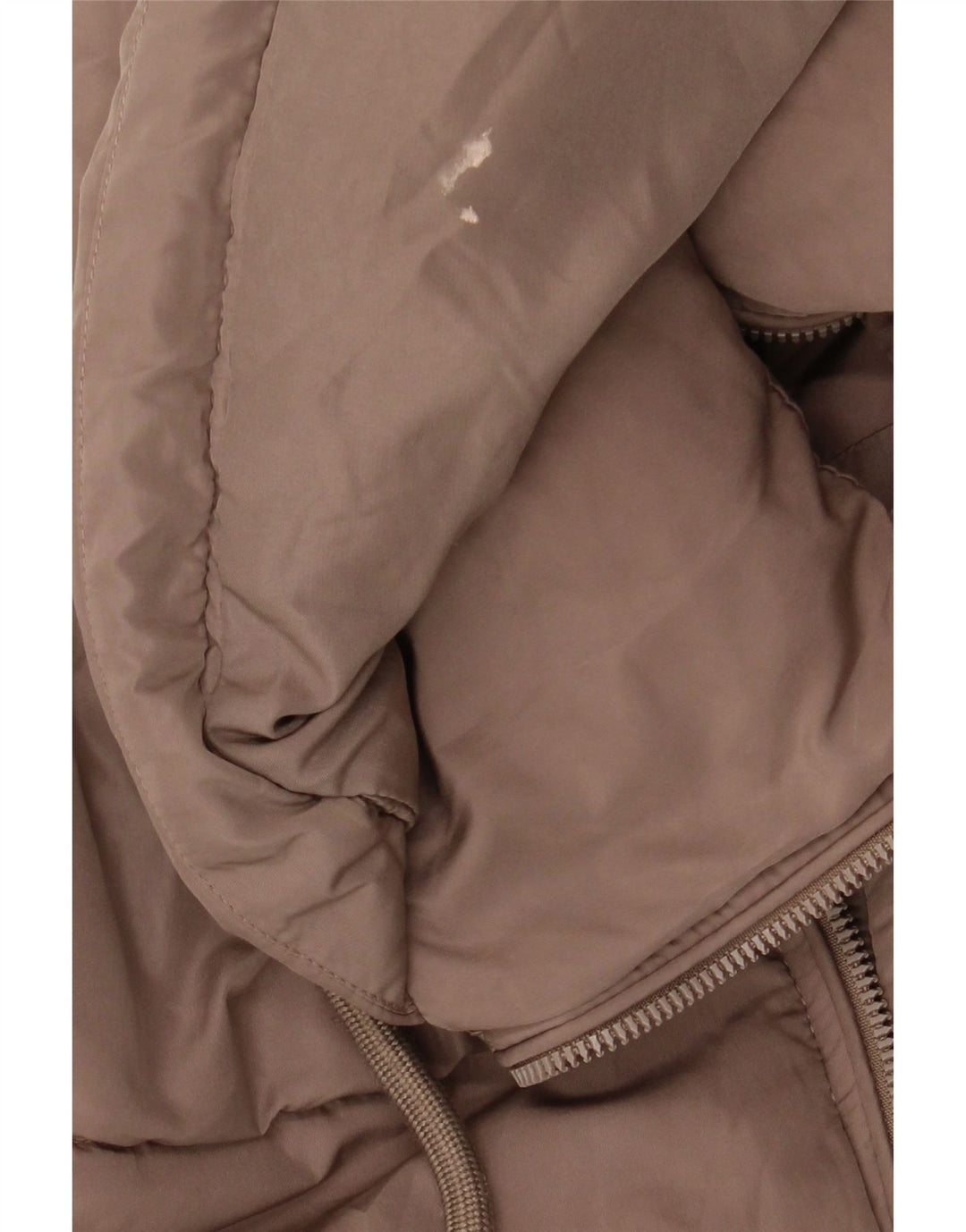 Zara Womens Hooded Oversized Padded Jacket UK 14 Medium Brown Polyester
