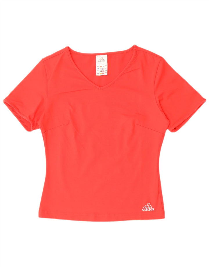 Adidas Dame T-Shirt Top UK 12 Medium Rød Polyester