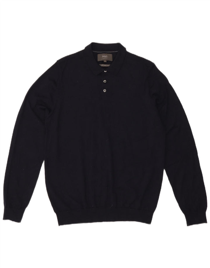 Marks & Spencer Herren-Pullover mit Rollkragen, groß, marineblaue Wolle
