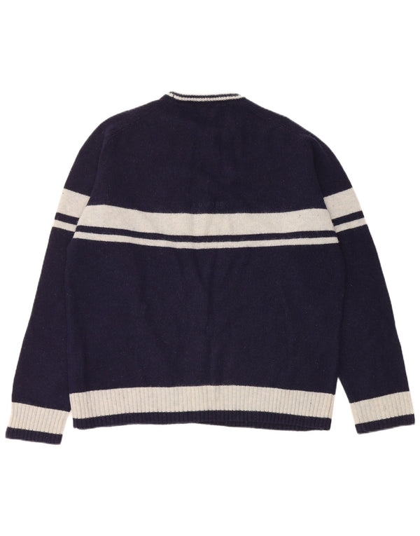 Ivy Oxford Mens Crew Neck Jumper Sweater XL Navy Blue Colourblock Wool
