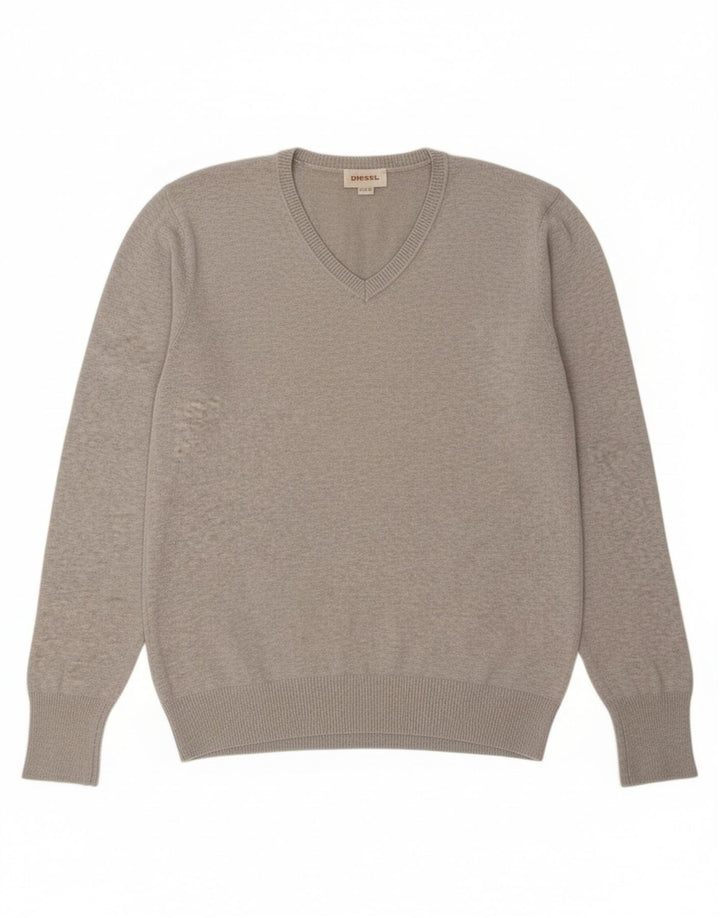 Diesel Dame V-hals sweater UK 14 Medium Grå