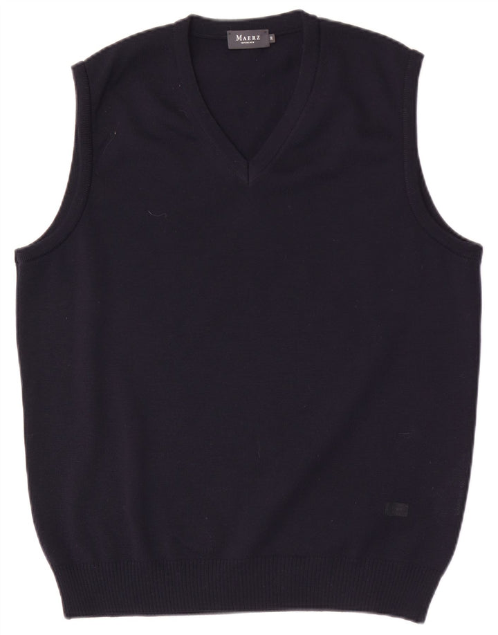 Maerz Muenchen Mens Vest Tank Top IT 50 Medium Navy Blue Wool