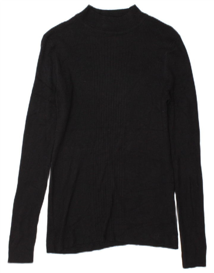 Marks & Spencer Womens Top Long Sleeve UK 14 Medium Black Viscose