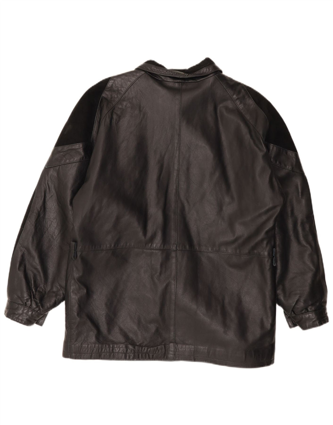 Vintage Womens Leather Jacket EU 44 XL Black Leather