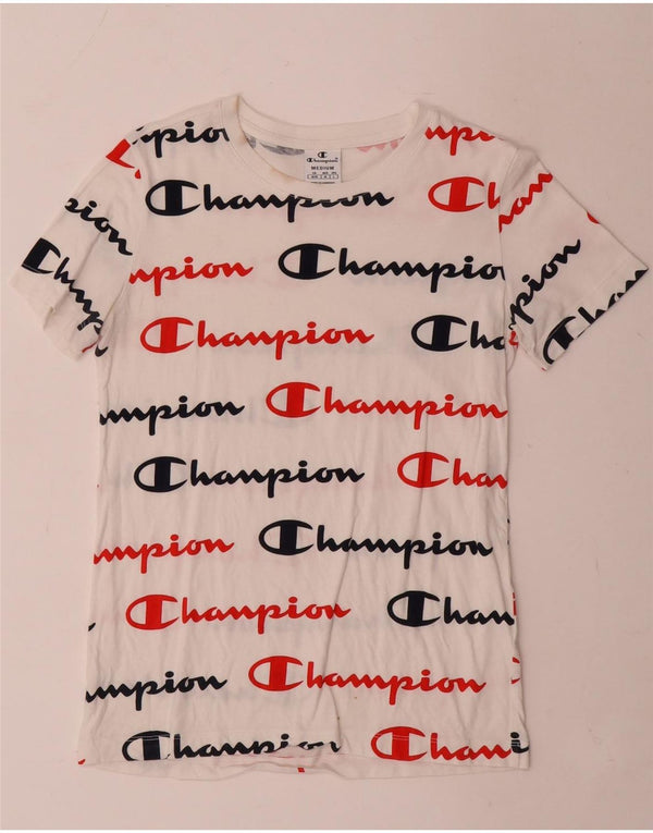 Camiseta feminina estampada Champion UK 12 médio branco