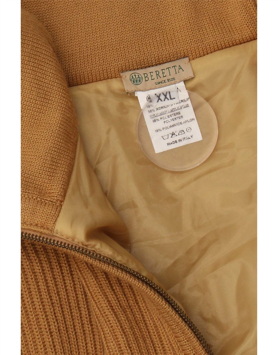 Beretta Mens Cardigan Sweater 2XL Brown Colourblock Wool