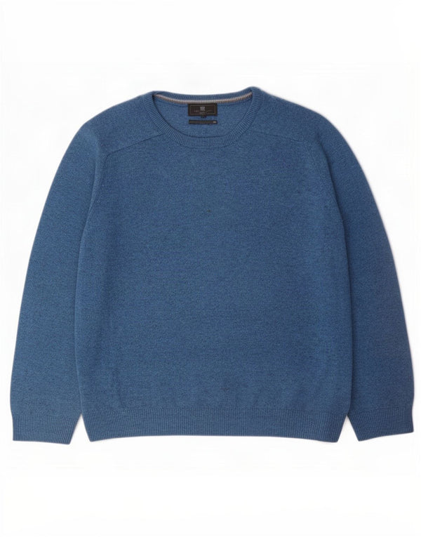 Maglione da uomo Marks & Spencer vestibilità regolare con scollo a barca XL blu lana d'agnello