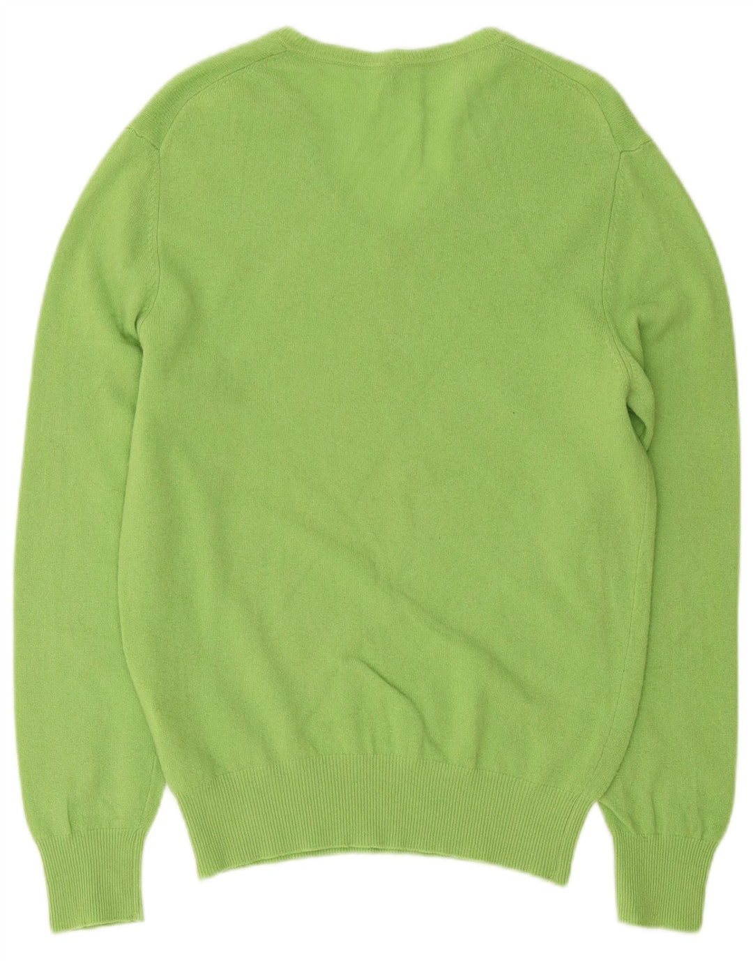 Benetton Womens V-Neck Jumper Sweater UK 14 Medium Green Wool