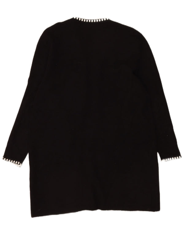 Zara Womens Longline Open Cardigan Sweater UK 14 Medium Black Viscose