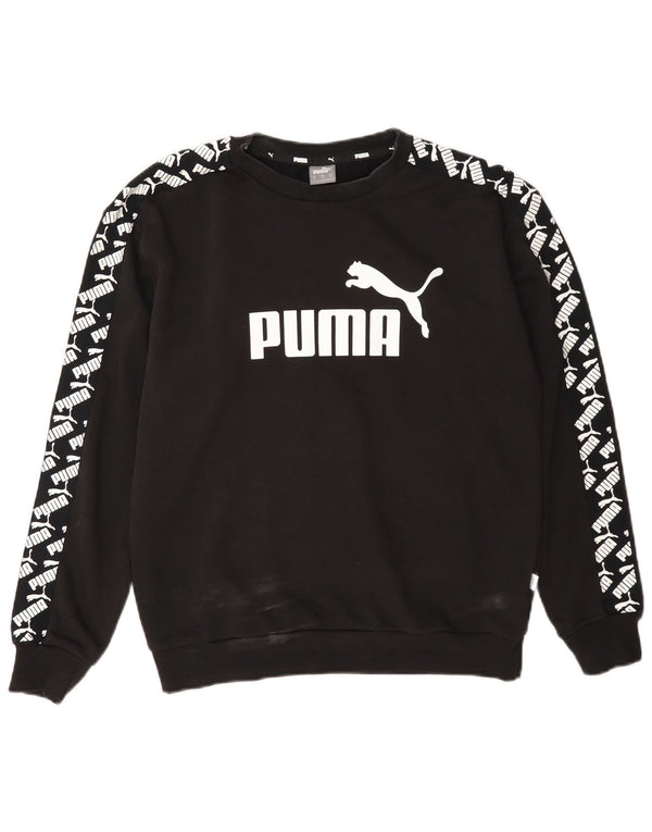Puma női grafikus túlméretezett pulóver UK 6 XS fekete pamut