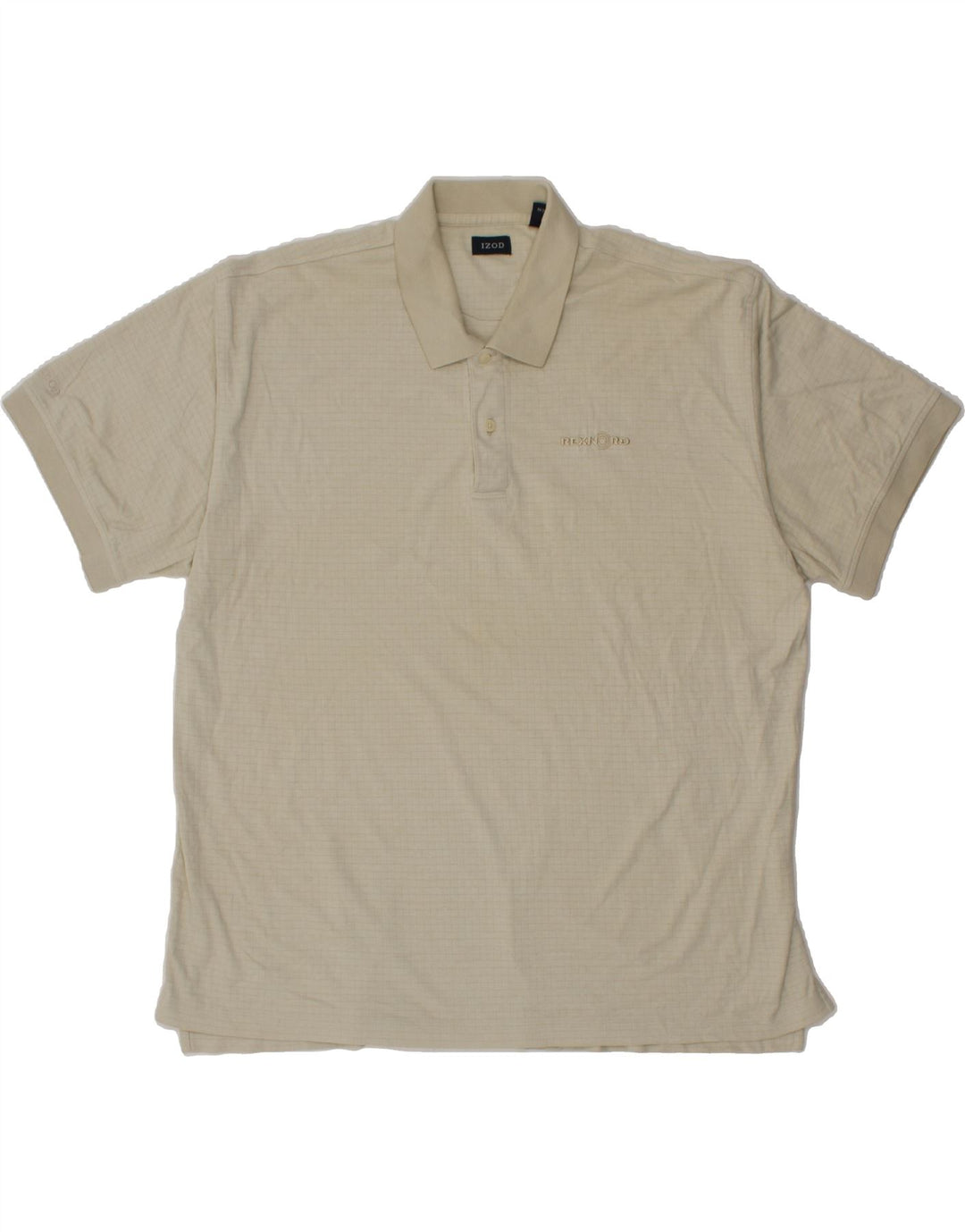 IZOD Mens Polo Shirt 2XL Off White Check Cotton Vintage Izod and Second-Hand Izod from Messina Hembry 