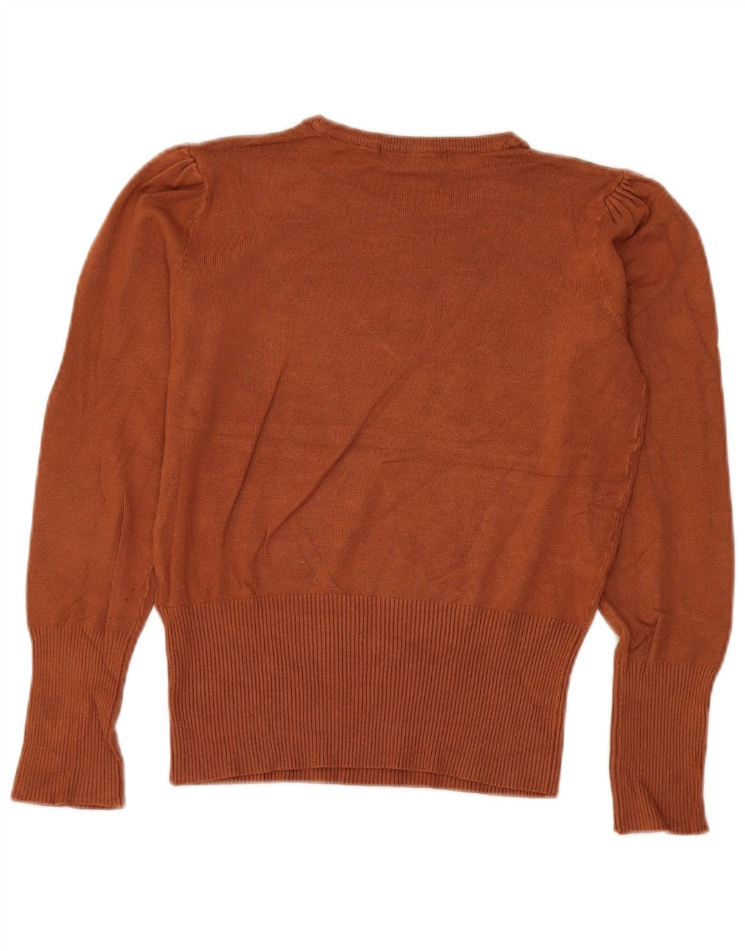 Marks & Spencer Womens Crop Crew Neck Jumper Sweater UK 8 Small Brown