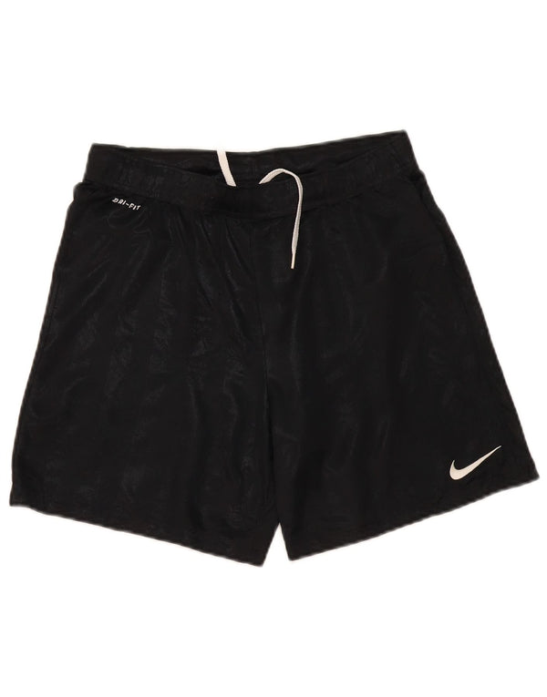 Nike Boys Dri Fit Sport Shorts 12-13 Years Large Black Striped Polyester