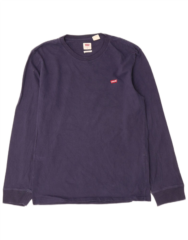 Levi's Maglia da uomo con vestibilità standard, manica lunga, piccola, in cotone blu navy