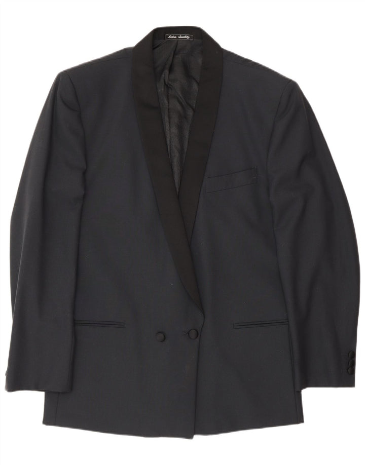 Profilo Herren-Zweireiher-Blazer IT 48 Mittelschwarze Schurwolle