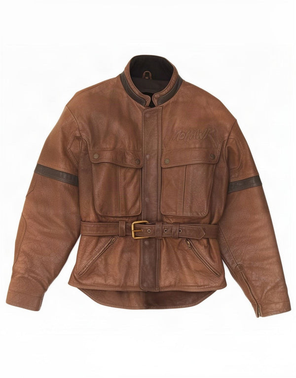 Giacca da pilota in pelle grafica da uomo Mohawk UK 38 Marrone medio