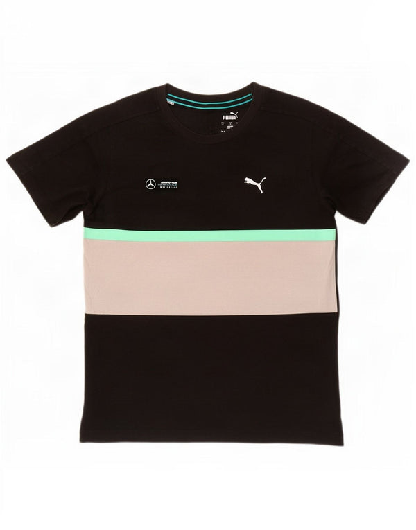 Puma Mens Graphic T-Shirt Top Small Black Colourblock Cotton