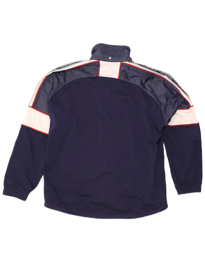 Asics Mens Tracksuit Top Jacket UK 40 Large Navy Blue Colourblock Polyester