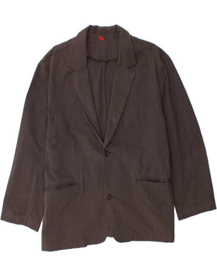 MOSSIMO Mens 2 Button Blazer Jacket UK 44 2XL Brown Pinstripe Cotton Vintage Mossimo and Second-Hand Mossimo from Messina Hembry 