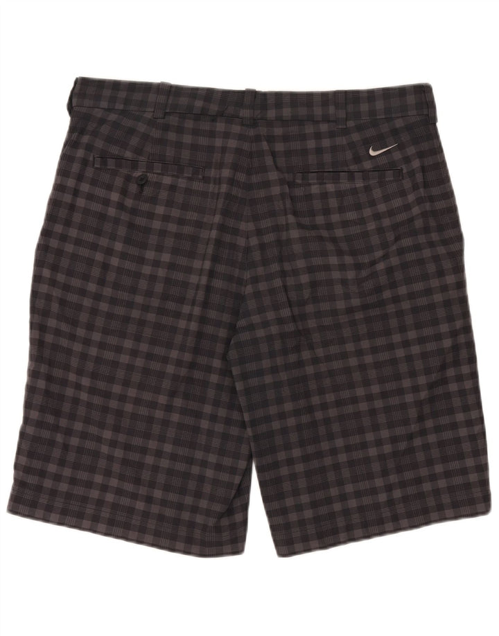 Nike Mens Dri Fit Chino Shorts W34 Large Grey Gingham Polyester
