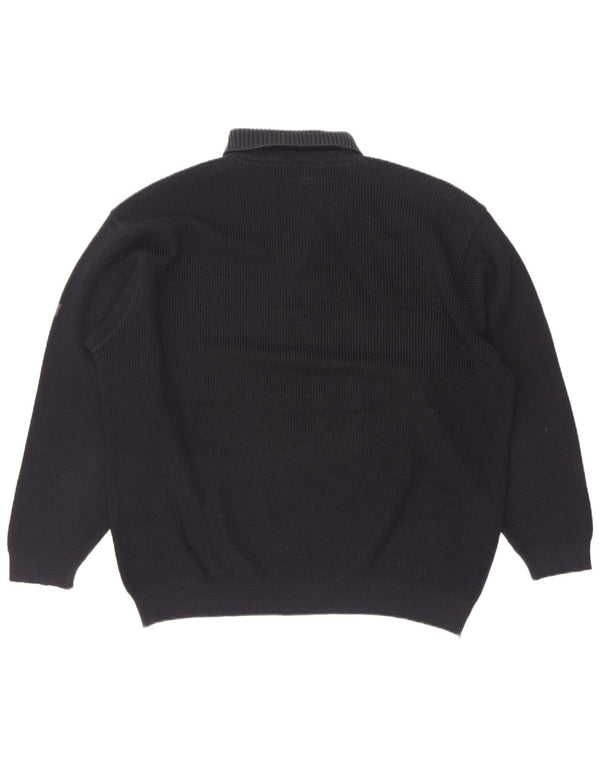 Green Coast Pull col zippé pour homme IT 54 XL Bleu marine Laine mérinos