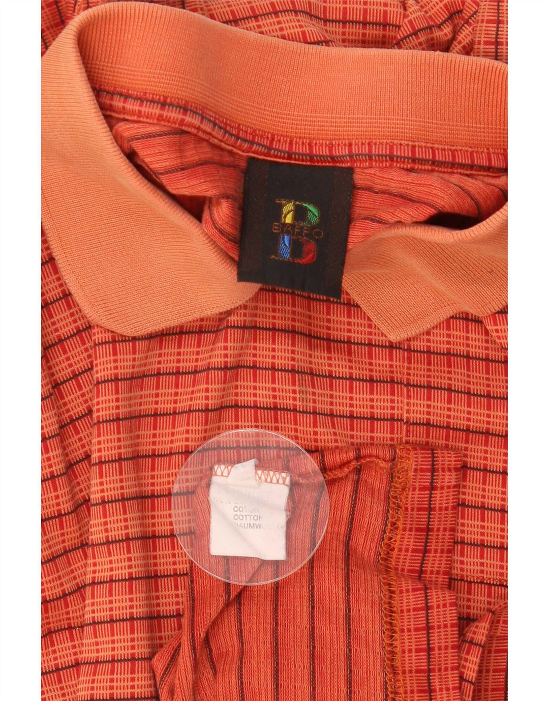 Baffo Mens Polo Shirt IT 56 XL Orange Check Cotton