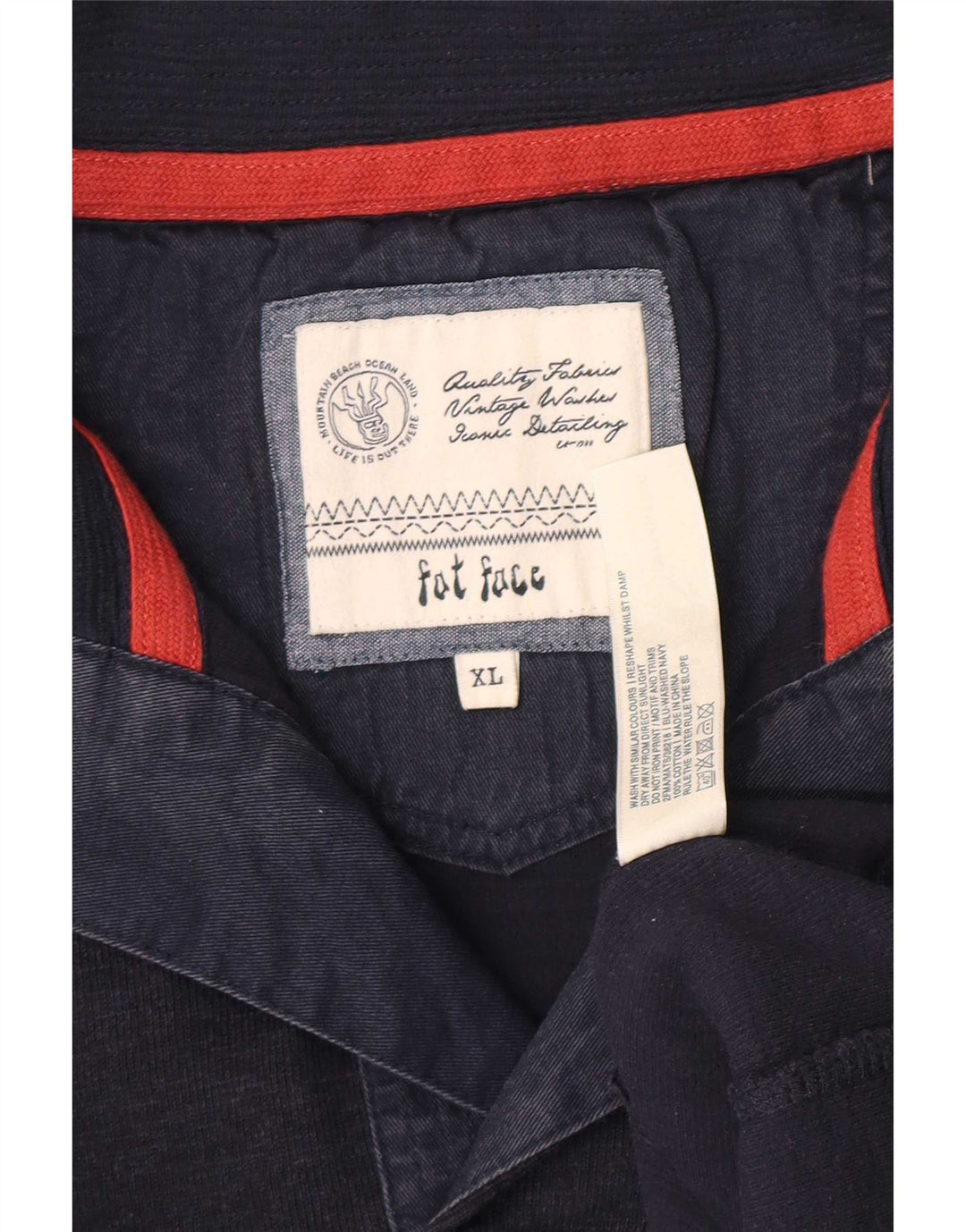 Fat Face Mens Button Neck Jumper Sweater XL Navy Blue Cotton Classic