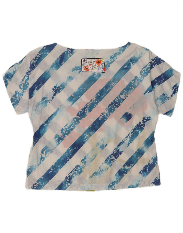 DESIGUAL Damen Grafik-Blusenoberteil UK 14 Mittelblau gestreift