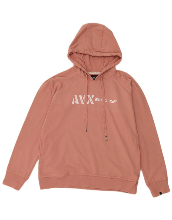 Maglione con cappuccio grafico da donna Avirex UK 16 grande cotone rosa