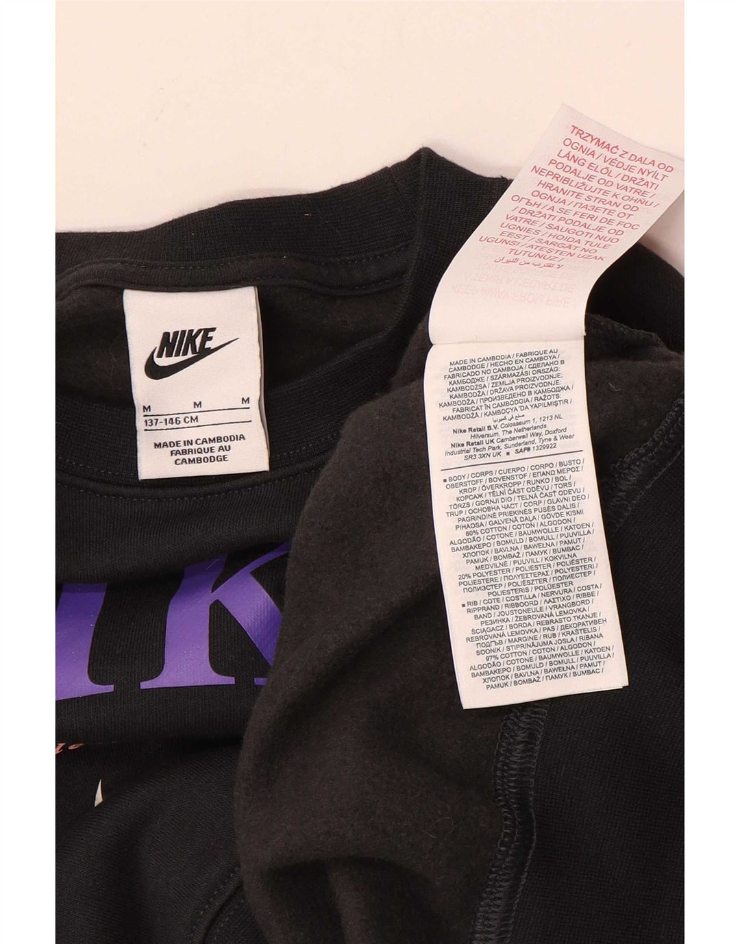 Nike Girls Oversized Graphic Sweatshirt Jumper 10-11 Years Medium Black
