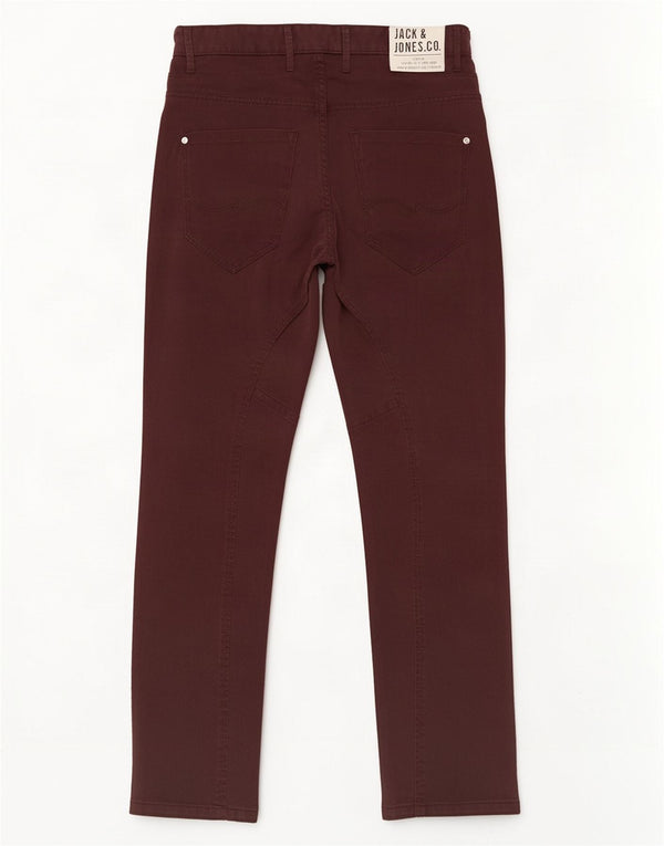 Jack & Jones Mens Anti Fit Casual Trousers W34 L34 Burgundy Cotton