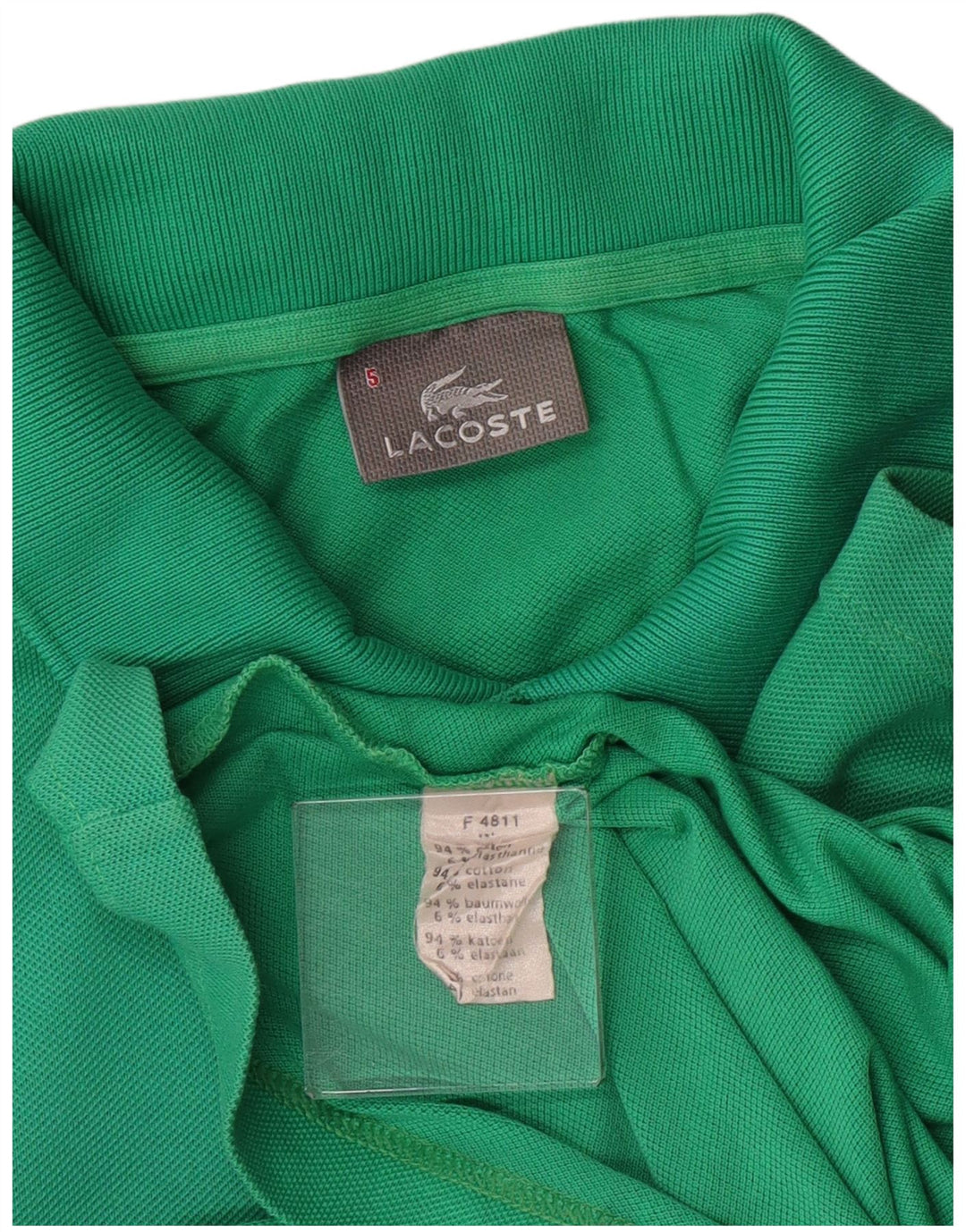 LACOSTE Mens Polo Shirt Size 5 Large Green Cotton