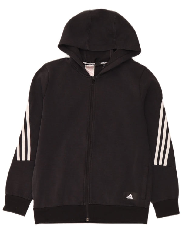 Felpa con cappuccio e zip Adidas da bambino 13-14 anni in cotone nero