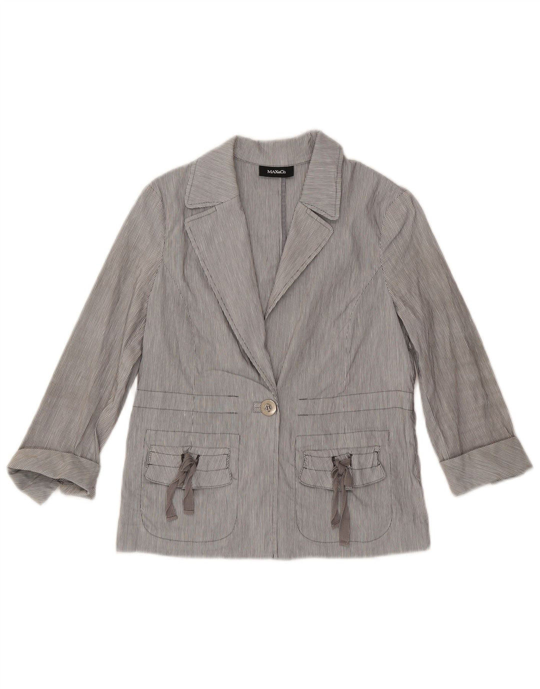 Max & Co. Veste blazer à manches 3/4 pour femme UK 8 Petites rayures bleues