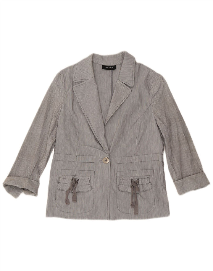 Max & Co. Veste blazer à manches 3/4 pour femme UK 8 Petites rayures bleues