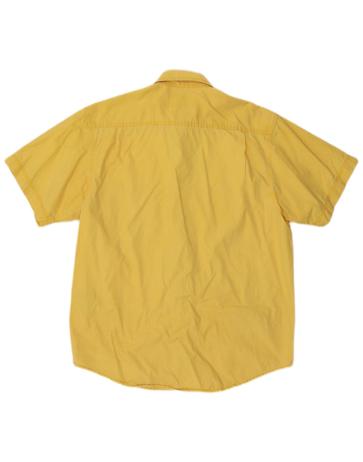 Wrangler Mens Short Sleeve Shirt Small Yellow Cotton