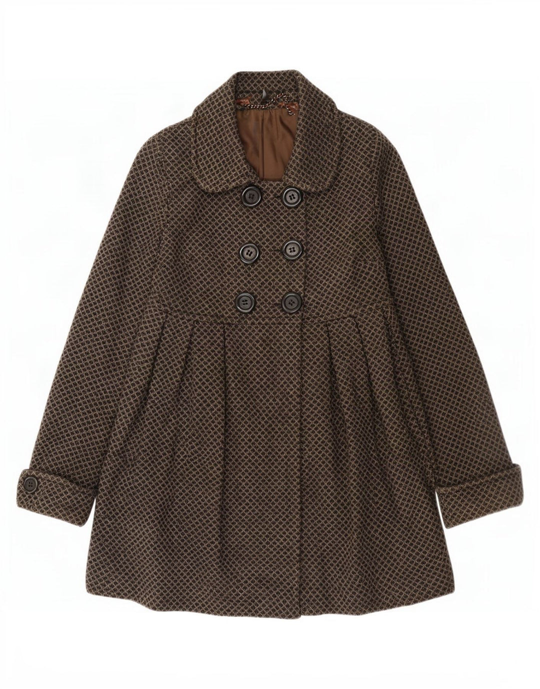 Abrigo cruzado para mujer Naf EU 36 Small Brown Lana geométrica