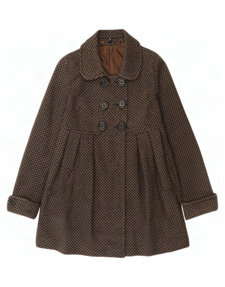 Abrigo cruzado para mujer Naf EU 36 Small Brown Lana geométrica