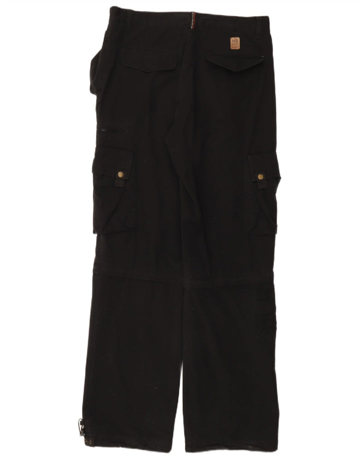 Vintage Mens Straight Cargo Trousers W33 L33 Black