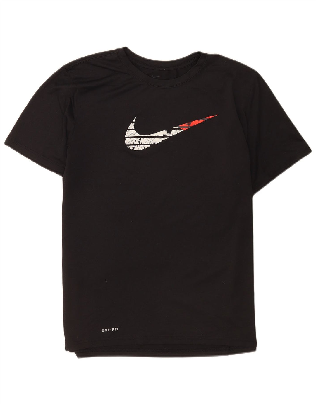 Nike Womens Dri Fit Regular Graphic T-Shirt Top UK 16 Large Black Polyester