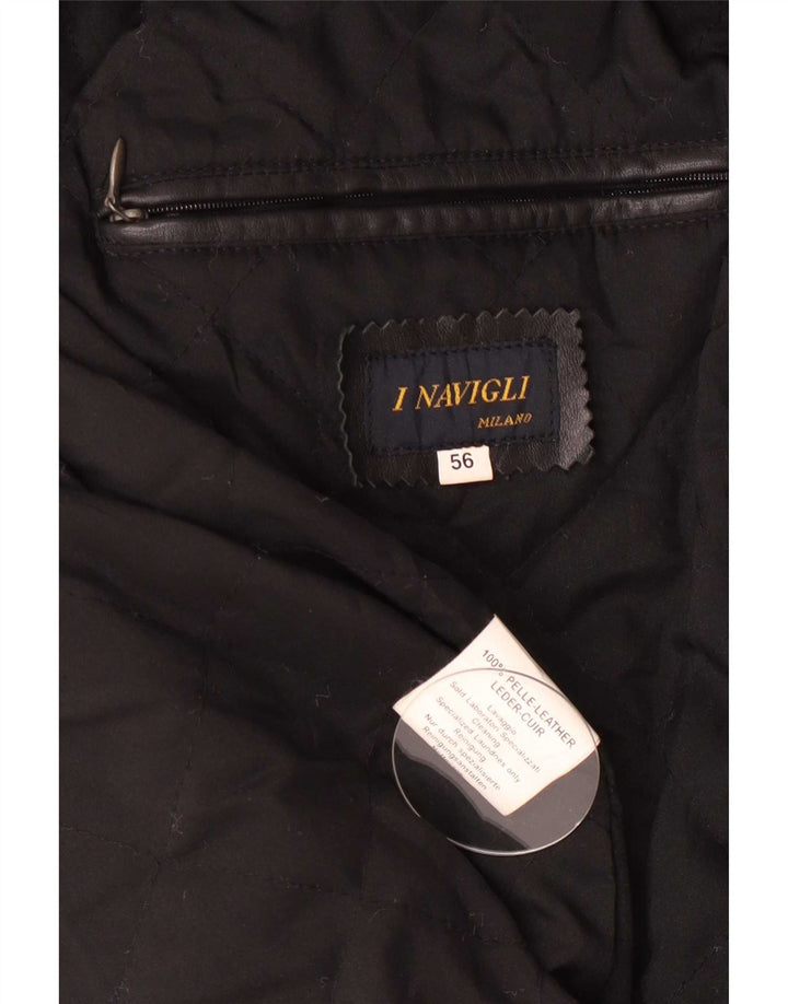 Geacă de piele pentru bărbați I NAVIGLI IT 56 3XL Negru
