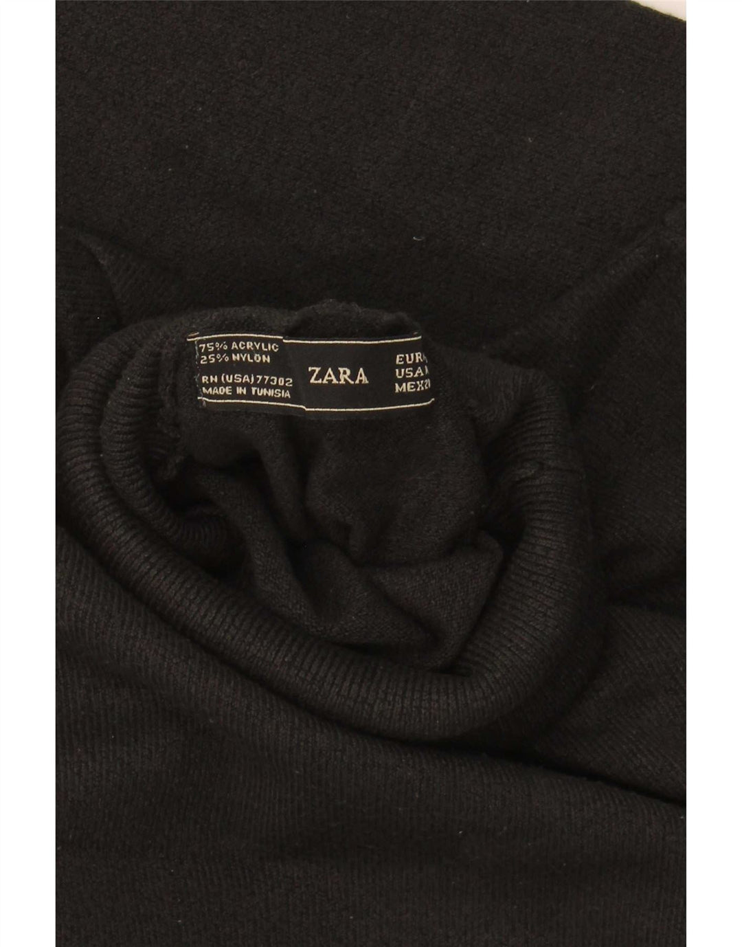 Zara Womens Roll Neck Jumper Sweater UK 12 Medium Black Acrylic