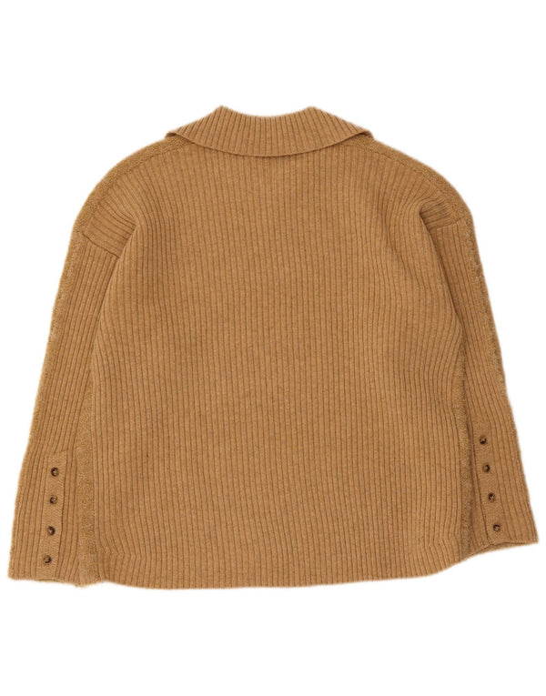 Indi & Cold Womens Polo Neck Jumper Sweater UK 14 Medium Beige Wool
