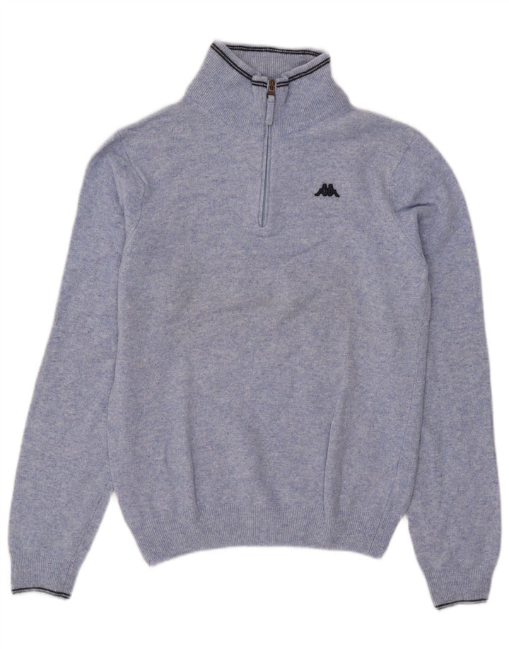 Kappa Mens Zip Neck Jumper Sweater Small Blue Wool